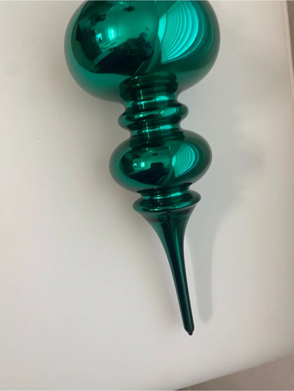 Vintage Dept 56 Mercury Glass Aqua Finial Large Handblown Ornament 9”H In Box